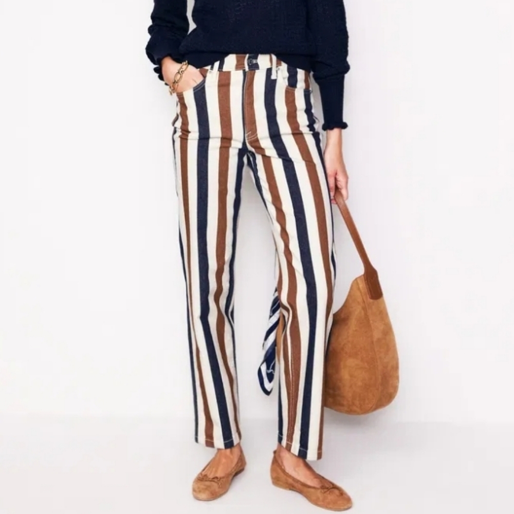 Striped Straight Leg Ankle Jeans Size 31/12 - Picture 2 of 12